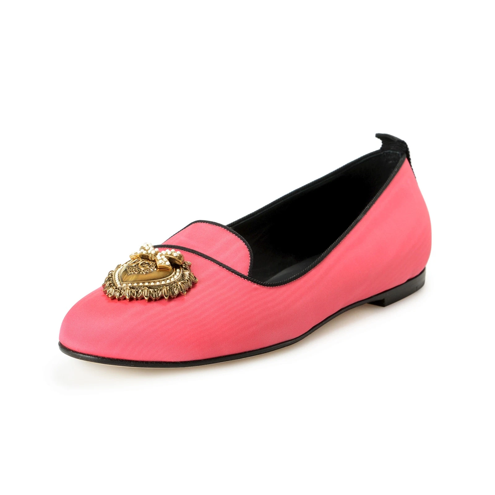 Dolce Gabbana — Dolce & Gabbana Women's Pink Silk Logo Decorated Ballet Flat Shoes