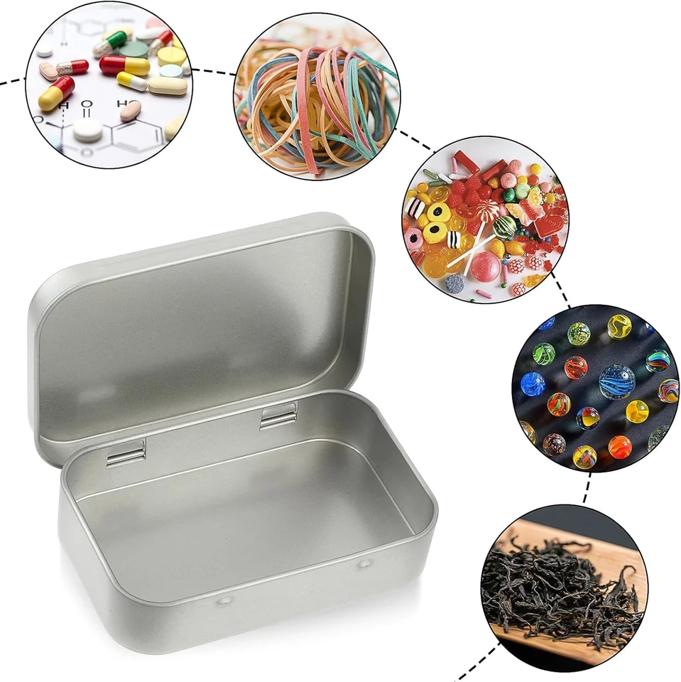 Rechteckige Metalldosen Silber Mini Aufbewahrungsbox Metallbox mit Deckel - Bild 3 von 4