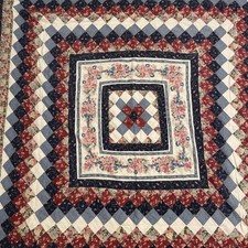 Handmade Patchwork Quilted Bedspread w Pillow Sham 97x82 Full Floral Country