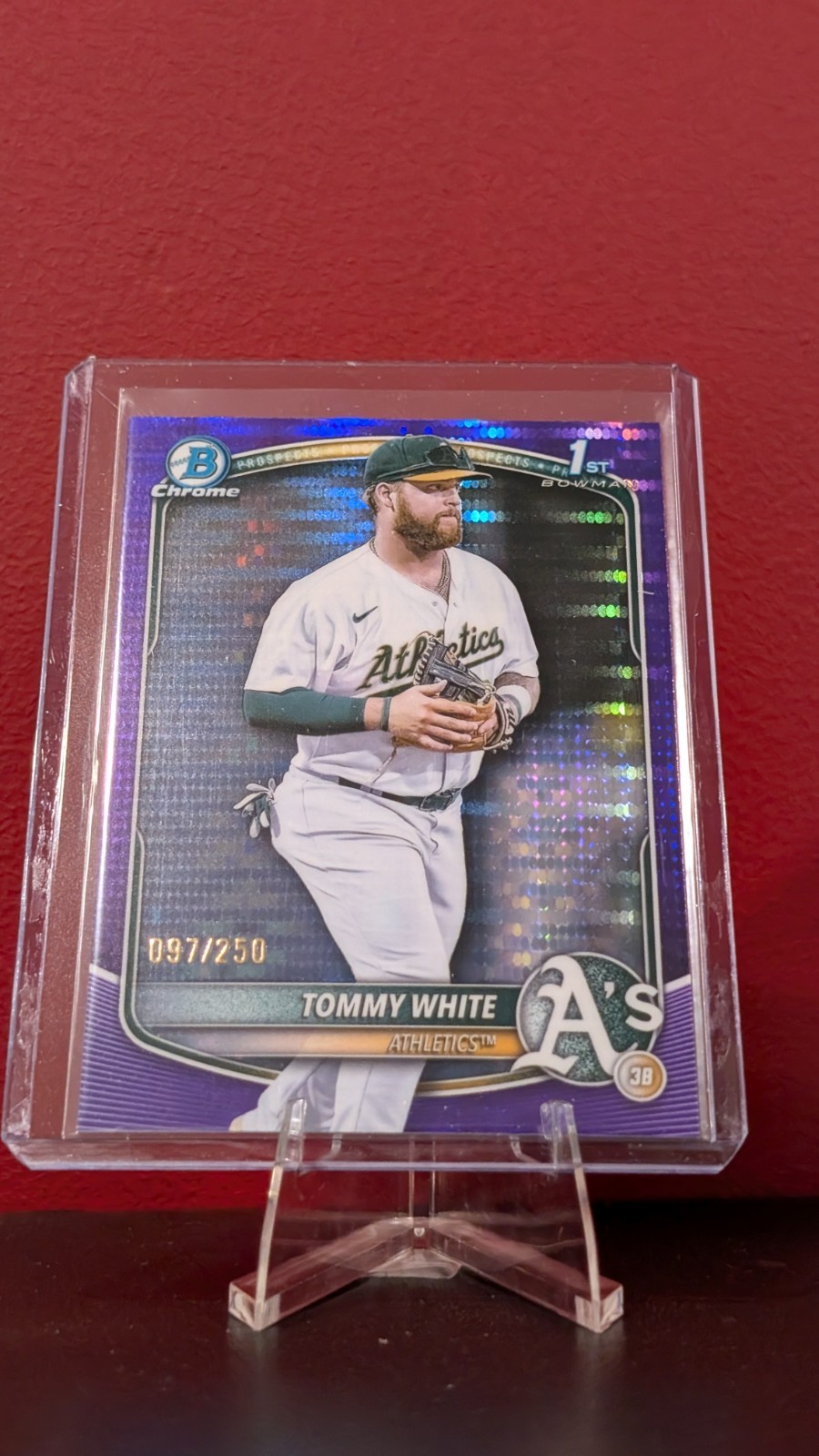 Tommy White 2025 Bowman Chrome 1st Purple Pulsar Refractor /250 Athletics