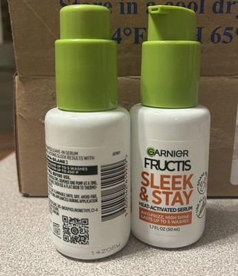 Set of 2 Garnier Fructis Sleek & Stay Heat-Activated Serum Anti-Frizz Shine