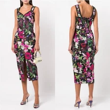 Marchesa Notte Midi Dress Womens 2 Fairy Coquette Glam Floral Feminine Cocktail