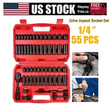 55 Pcs 1/4" Drive Impact Socket Set, CR-V Steel for Professional Mechanic DIY