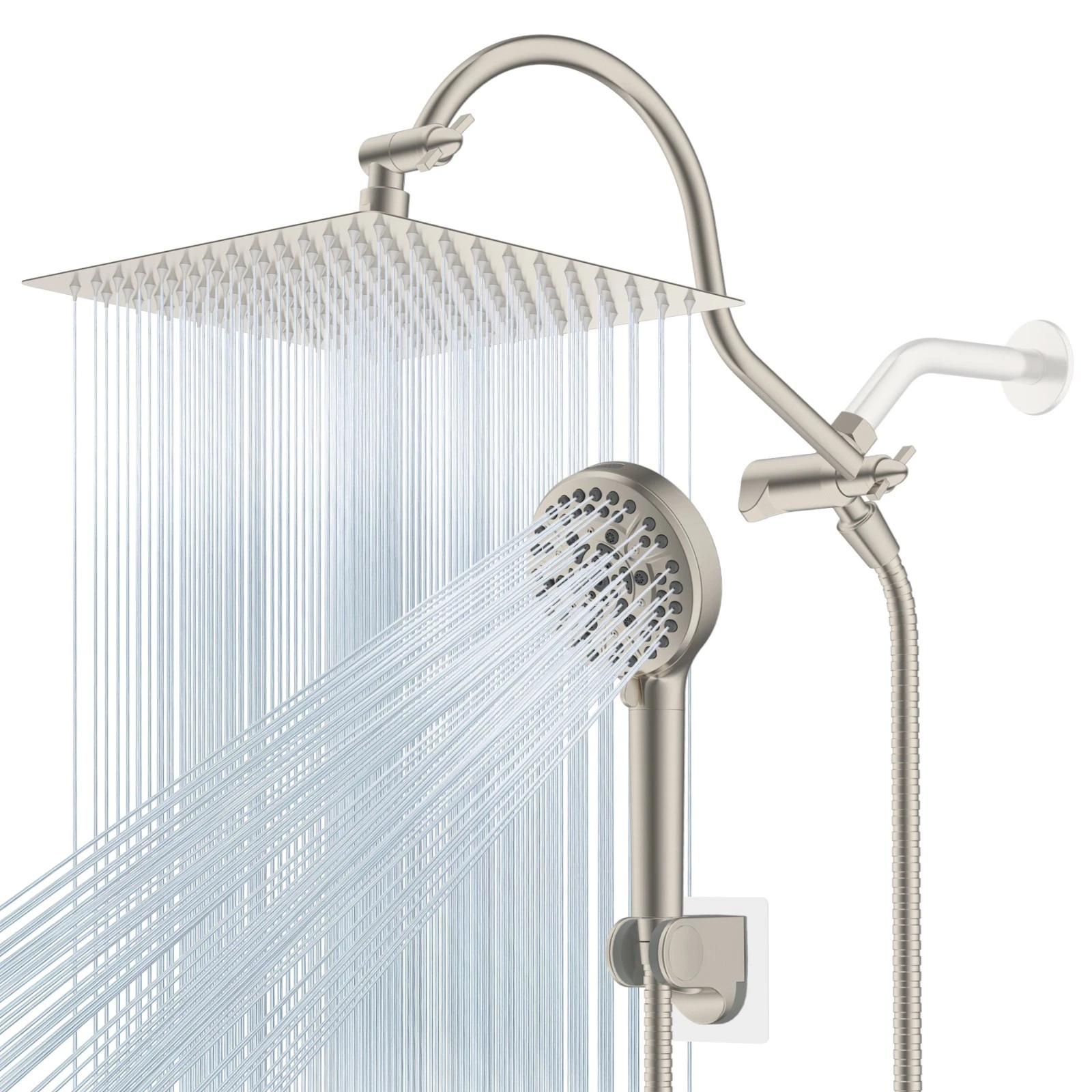 12'' Rain Shower Head Combo High Pressure Rainfall Shower Head Brushed Nickel US
Opens in a new wind