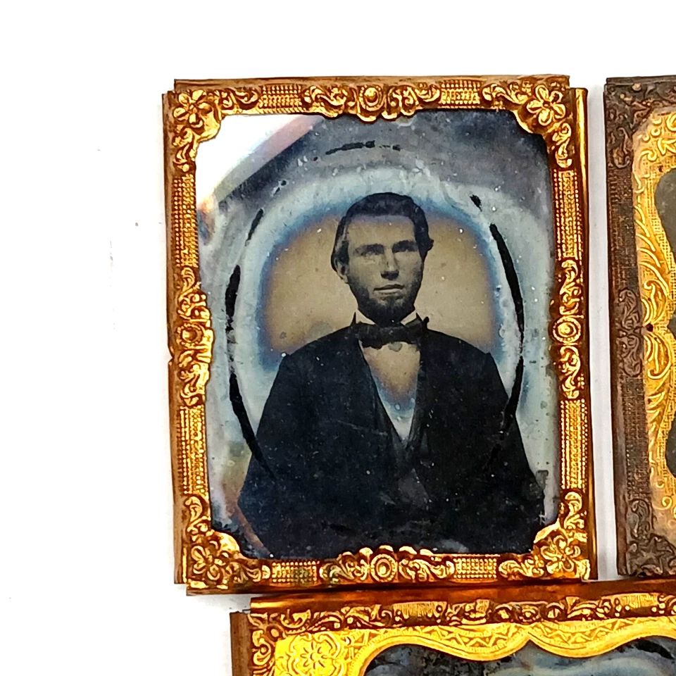 Three Ambrotype Photos, Man & Woman & Child - Image 3 of 4