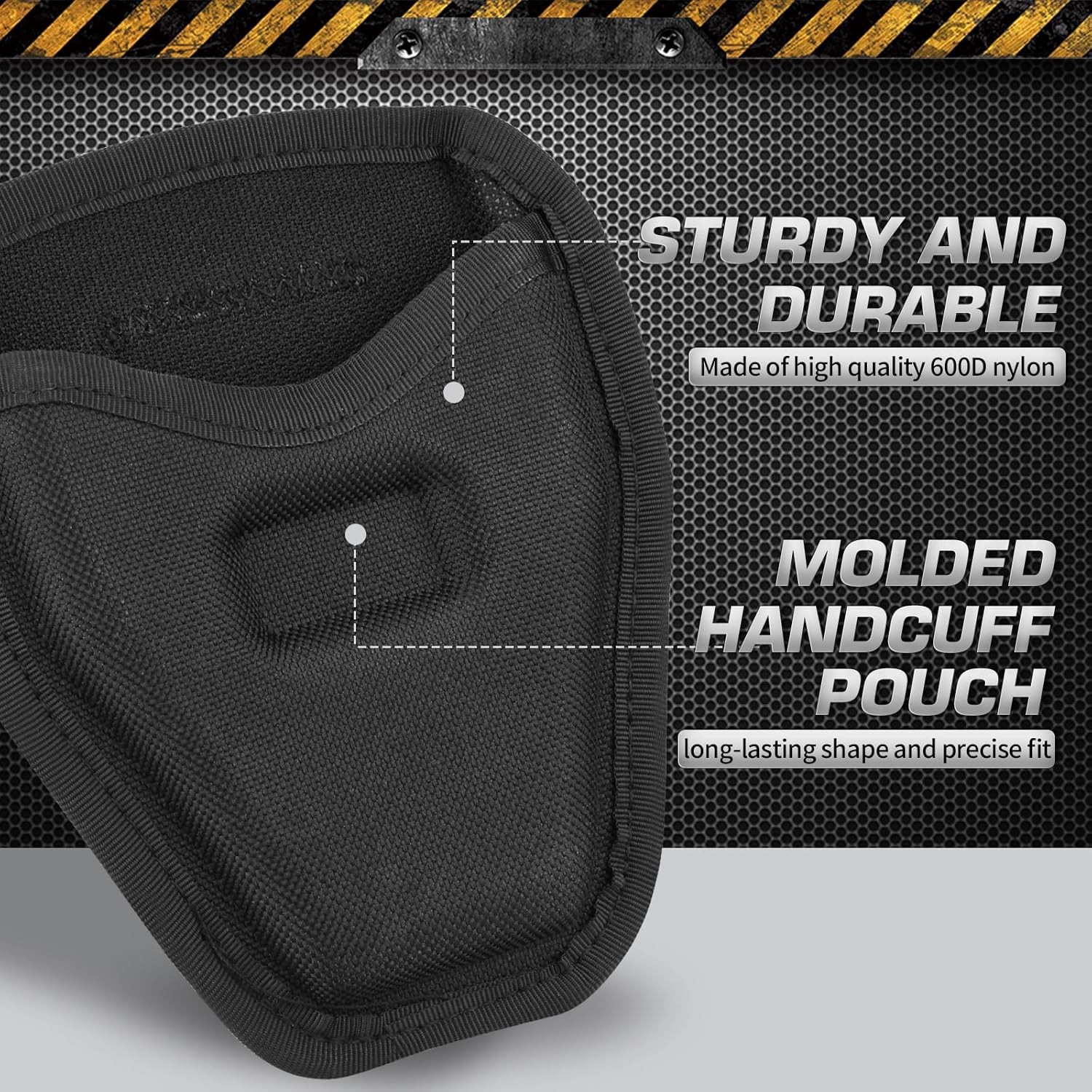 Handcuff Case, Open Top Holder Holster, 600D Nylon Cuff Pouch Black 