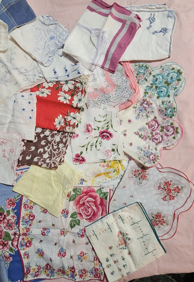 Lot of 35 Vintage Handkerchiefs Hankies Hanky ~Various Types & Patterns ~Women's - Image 2 of 4