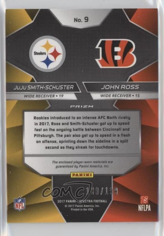 2017 Panini Spectra Rivals /199 John Ross JuJu Smith-Schuster #9 Rookie RC - Image 2 of 2