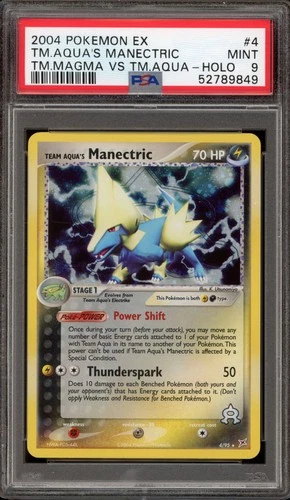 Pokemon Team Aqua's Manectric EX TM Magma Vs TM Aqua Holo Rare #4 PSA 9 Mint