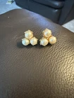 Vintage-Style Gold-Tone Faux Pearl Cluster Stud Earrings | Costume Jewelry