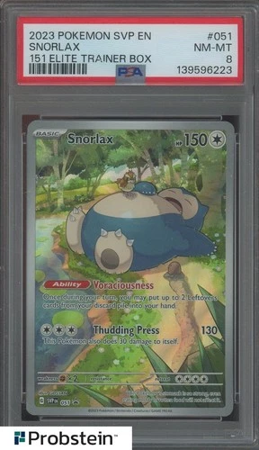 2023 Pokemon SVP En 151 Elite Trainer Box #051 Snorlax PSA 8 NM-MT