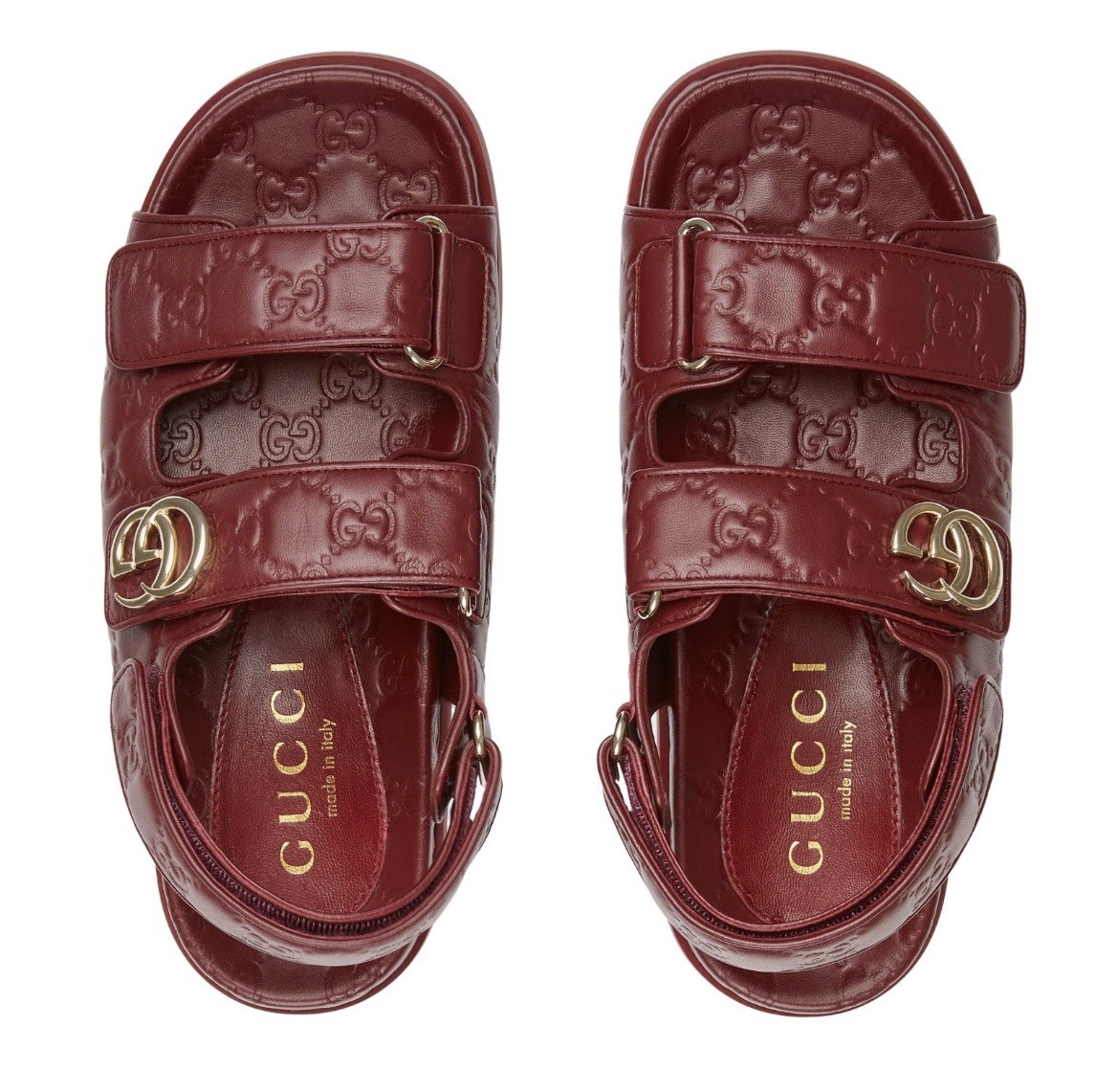 GUCCI Double G Rosso Ancora Red Leather Sandals New & Authentic | eBay