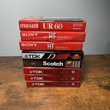Lot Of 8 Maxell, Scotch,TDK, Sony 60 90 Normal Bias Audio Cassette Tape Sealed