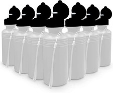 Sports Water Bottles Bulk 12 Pack 18 Oz Squeeze Reusable Plastic White School