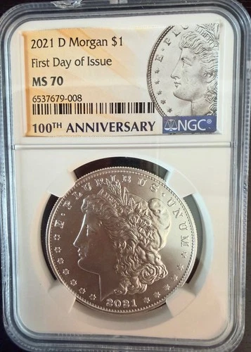 2021-D $1 Morgan Silver Dollar NGC MS70 First Day of Issue 100th Anniversary
