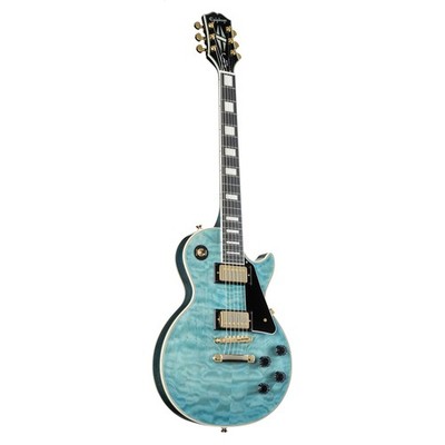 Epiphone Les Paul Custom Quilt Ocean Blue - Single Cut E-Gitarre