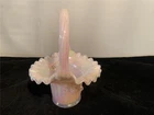 Fenton Pink Iridescent Cabbage Rose Basket