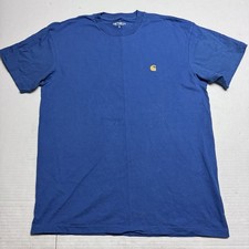 Authentic Carhartt WIP Chase Short Sleeve T-Shirt In Blue Size: S