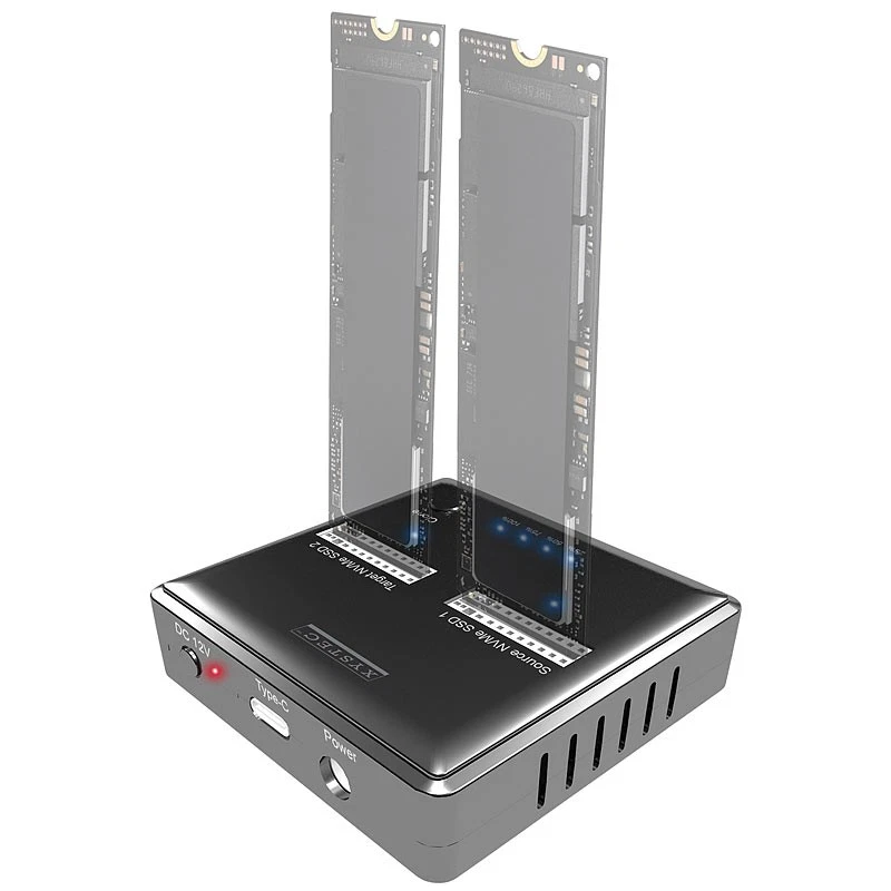 Xystec 2er-Set Dual-Bay Clone-Dockingstation für NVMe M.2 SSD-Festplatten - Bild 3 von 4