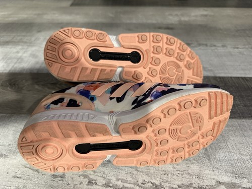 Adidas Torsion ZX FLUX Ortholite Rosa Melocotón Floral Zapatos para Correr • Talla 4 WMNS - Imagen 6 de 8