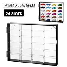 24-Slot 1/64 Scale Toy Car Display Case for Hot Wheels Matchbox w/ Magnetic Door