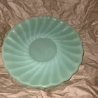 Vint 1960s Anchor Hocking Green Jadeite Glass Swirl Shell Saucer 5.75 Fire King