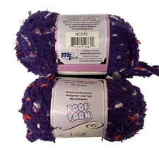 Needle Crafters Poof Yarn Purple 50G Skein Lot of 2 Polyester Non-Allergenic