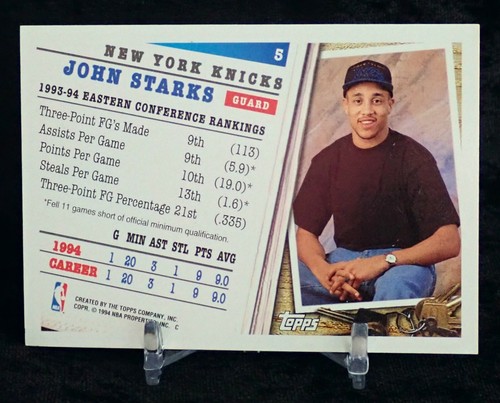 1994-95 TOPPS All-Star John Starks #5 MINT - Picture 2 of 3
