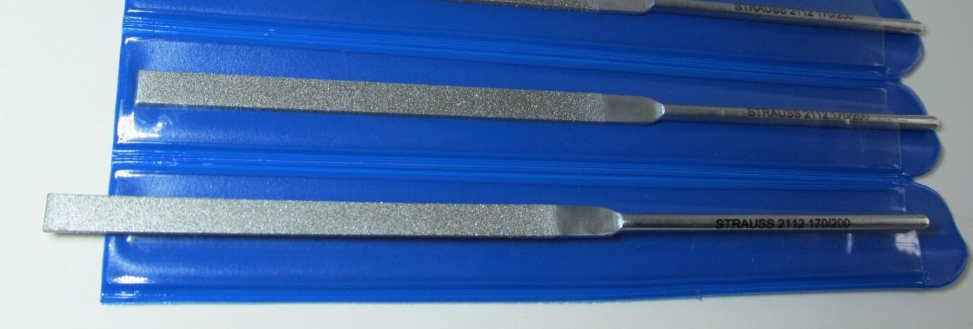 Strauss Diamond Instruments 5-PACK STRAUSS 2112 170/200 FLAT DOUBLE SIDED NEEDLE DIAMOND FILES 5-1/ ...