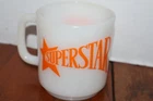 Vintage Milk Glass Mug Coffee Cup “Superstar” Excellent Condition