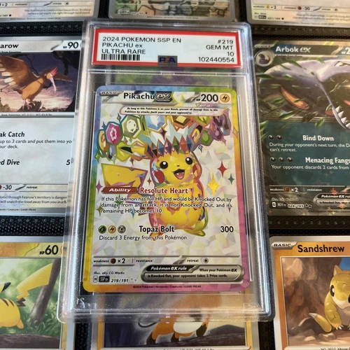 Pikachu ex 219/191 Sv08: Surging Sparks Ultra Rare PSA 10