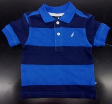 Infant Boys Nautica 34.50 Navy  Royal Striped Polo Shirt Sizes 12Mth.  18Mth.