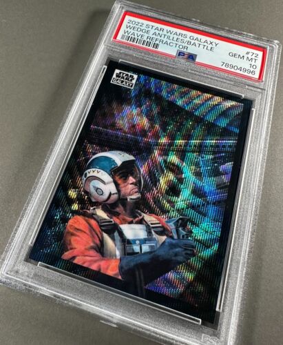 (PSA 10) 2022 Star Wars Galaxy #72, “Wedge Antilles In Battle” Wave Refractor - Picture 1 of 3