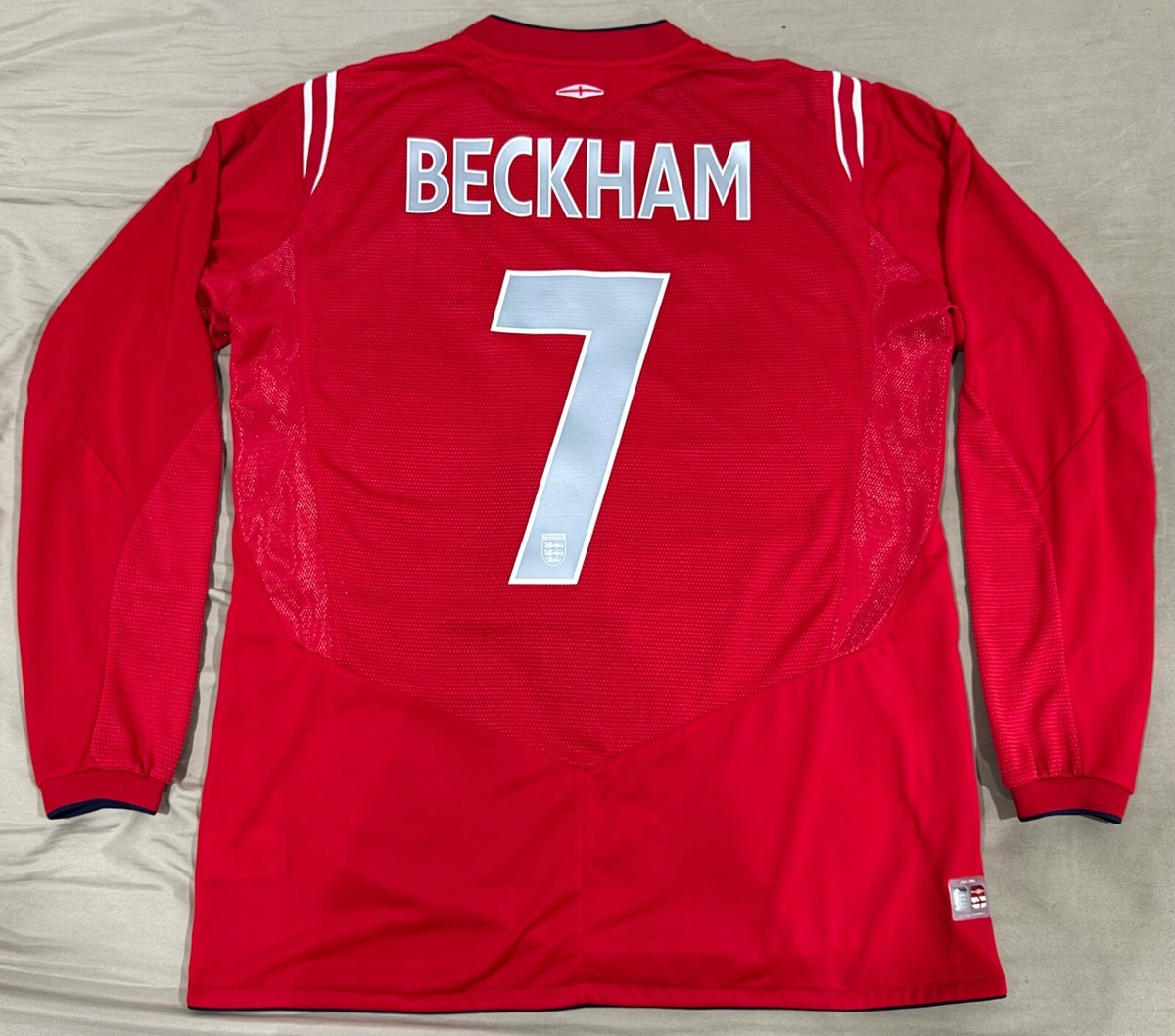 ウェア England Away 2004 #7 Beckham Longsleeve 2004-06 England Away L/S Shirt Beckham #7 XXL