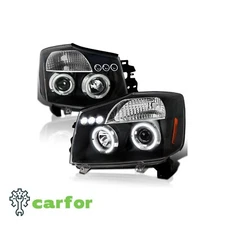 Spec-D Tuning Jet Black LED Halo Projector Headlights Compatible with 2004-2015