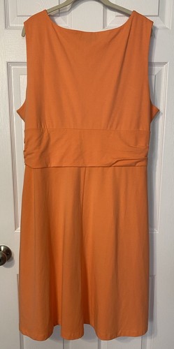 Land’s End Women’s Wrap Dress Plus 2X Coral Orange Sleeveless Midi Career Casual - Picture 2 of 8