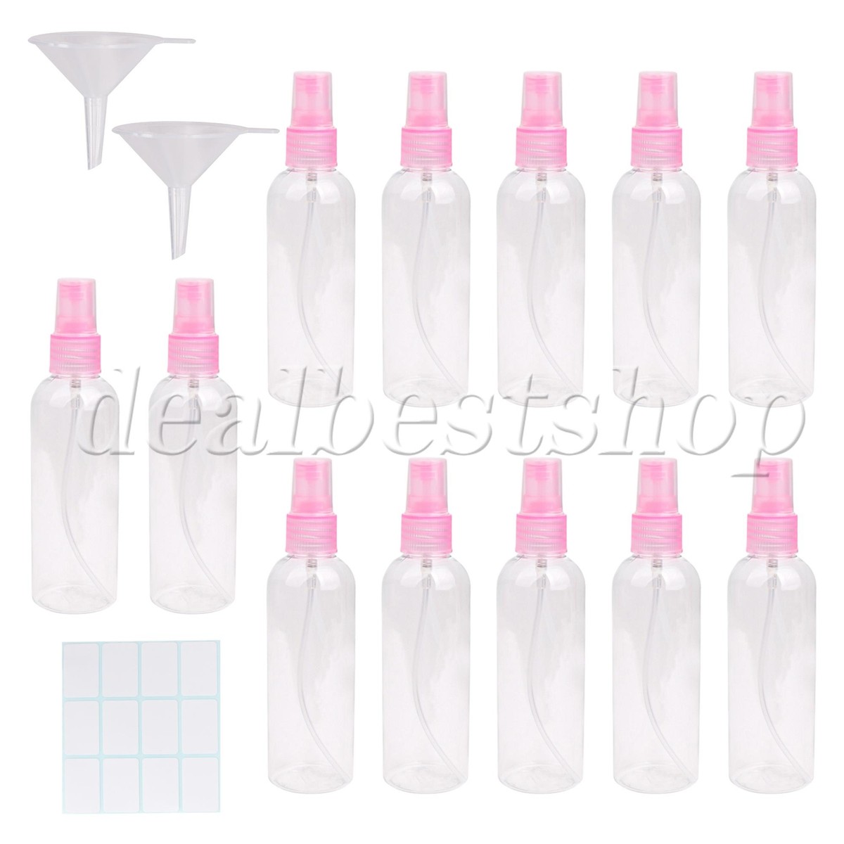 12Pcs Plastic Spray Bottles Transparent Travel Size Empty 100ml