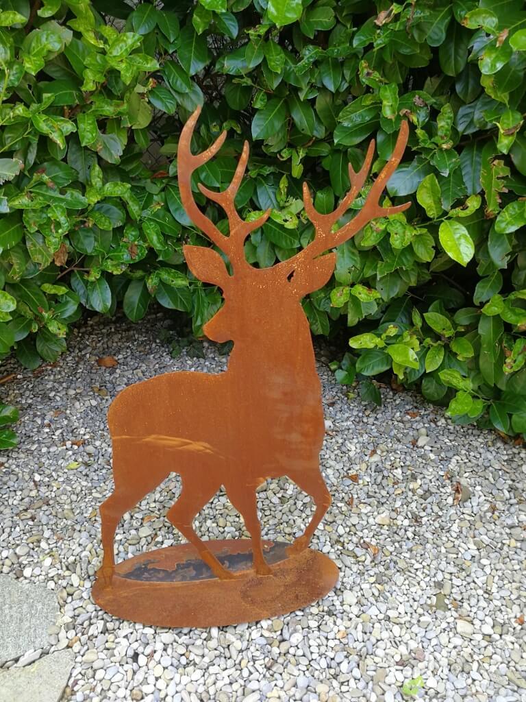 Edelrost Hirsch Smörre von vorne Jäger Weihnachtsdeko Rost Wildtiere Gartendeko