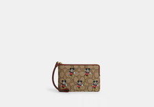 Coach Disney Corner Zip Wristlet Signature Jacquard With Mickey Mouse - NWT
