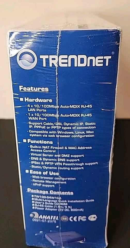 TRENDnet 4 Port Cable DSL Broadband Router TW100S4W1CA TV Video BOX New Sealed - Image 4 of 4