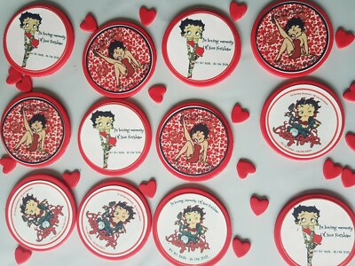 12 x Betty Boop Personalized Cupcake toppers 👄💕💕💕💕💕💕+ Free Bonus Hearts ...