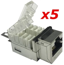 5 Pack Shielded CAT5e Keystone RJ45 Ethernet Network 110 Tool-Less Snap-In Jack