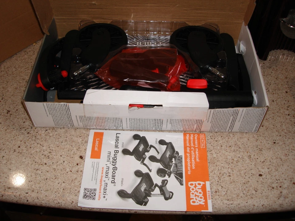 Lascal Buggy Board Mini Negro/Rojo Universal Ride-On Carrito Board Hasta 22 kg Foto 2 de 4