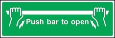 Push bar to open emergency door Safety sign