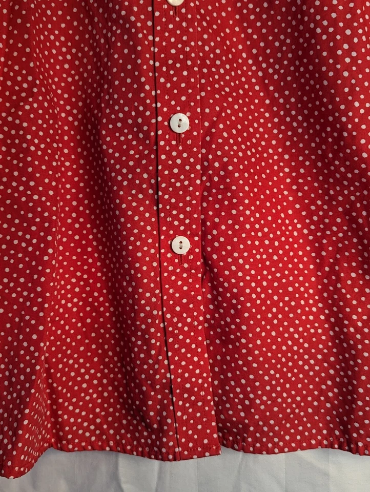 Camisa de vestir para mujer talla 16 Orvis roja a lunares abotonada LS resistente a las arrugas Foto 2 de 4