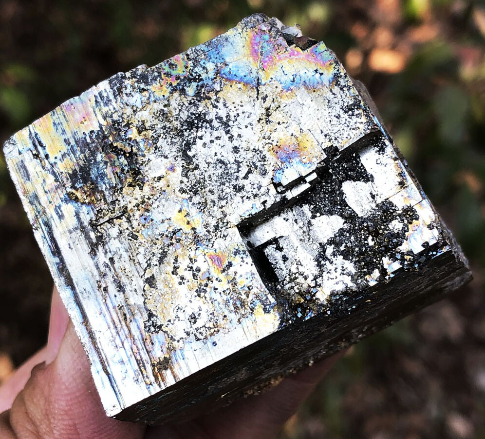 332g Natural Fantastic 7 Color Chalcopyrite Iron Pyrite Cube