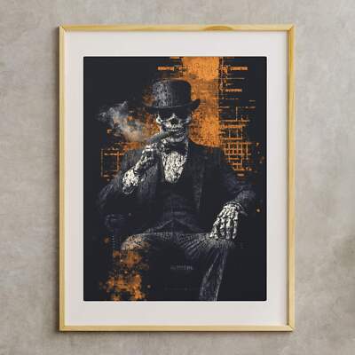 Retro Skeleton Cigar Lounge Wall Art Poster Print Man Cave Decor Cigar Style Co.