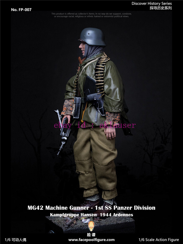 Face Model Fp-007b 1/6 Mg42 Machine Gunner 1st Ss Panzer Division