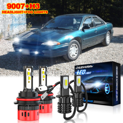 6000K LED Headlight Hi/Lo + Fog Light 4 Bulbs Combo For Dodge Intrepid 1993-1997