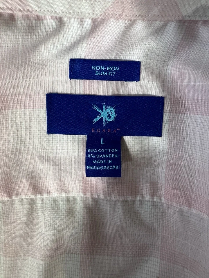 Egara Slim Fit не железо большой L/S розовый/белый блок рубашка - Изображение 3 из 4